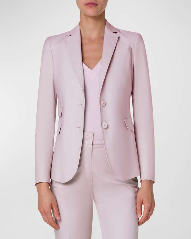 Cotton Stretch Single-Breasted Blazer Jacket